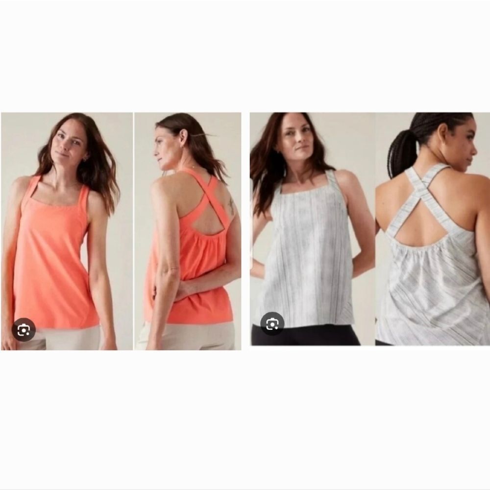 2 Athleta Arrival Tank Tops In Coral & Amara Stripe Size M